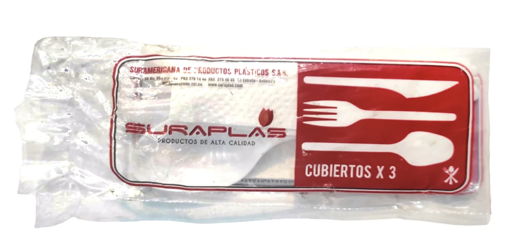 CUBIERTO SURAPLAS X 3 CON SERVILLETA x 50 UND