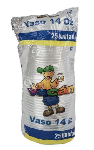 [8045] VASO VACAN TRANSPARENTE 14 ONZ X 25 UND